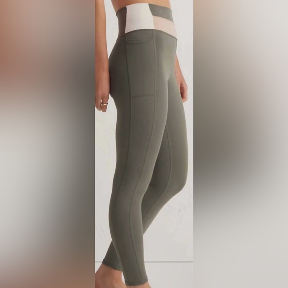 NWT - Z Supply Side 7/8 Barre Legging In Olive Crush Size Small - Picture 2 of 5